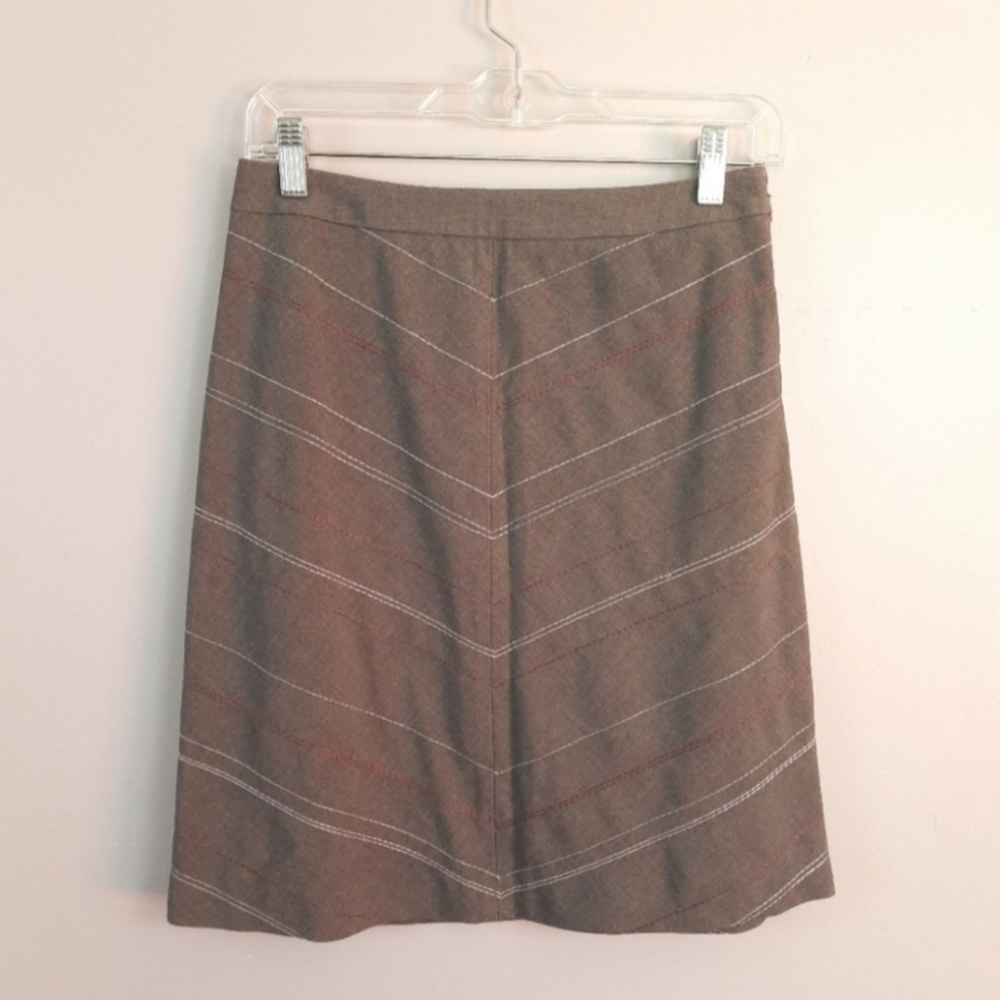 Ann Taylor Gray Petite Colored Stitch Skirt